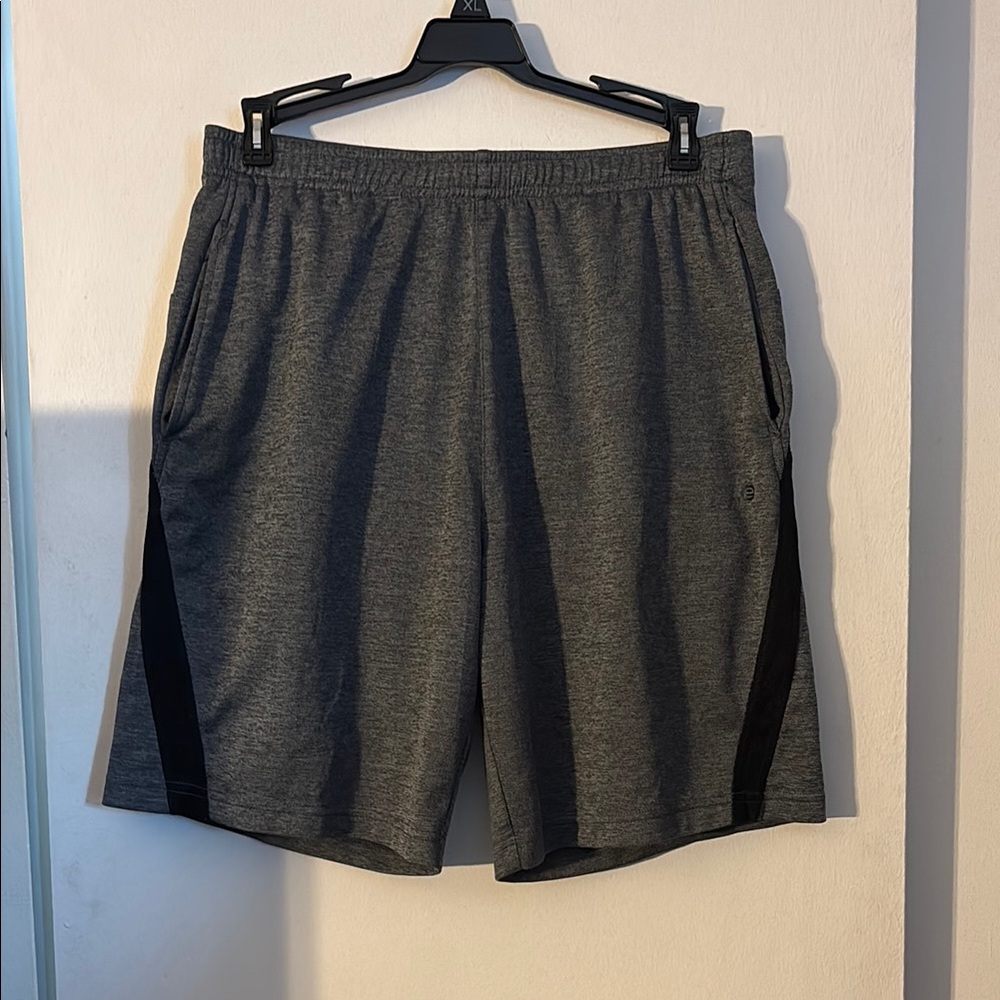 Gray and Black Athletic Shorts with Elastic Waistband